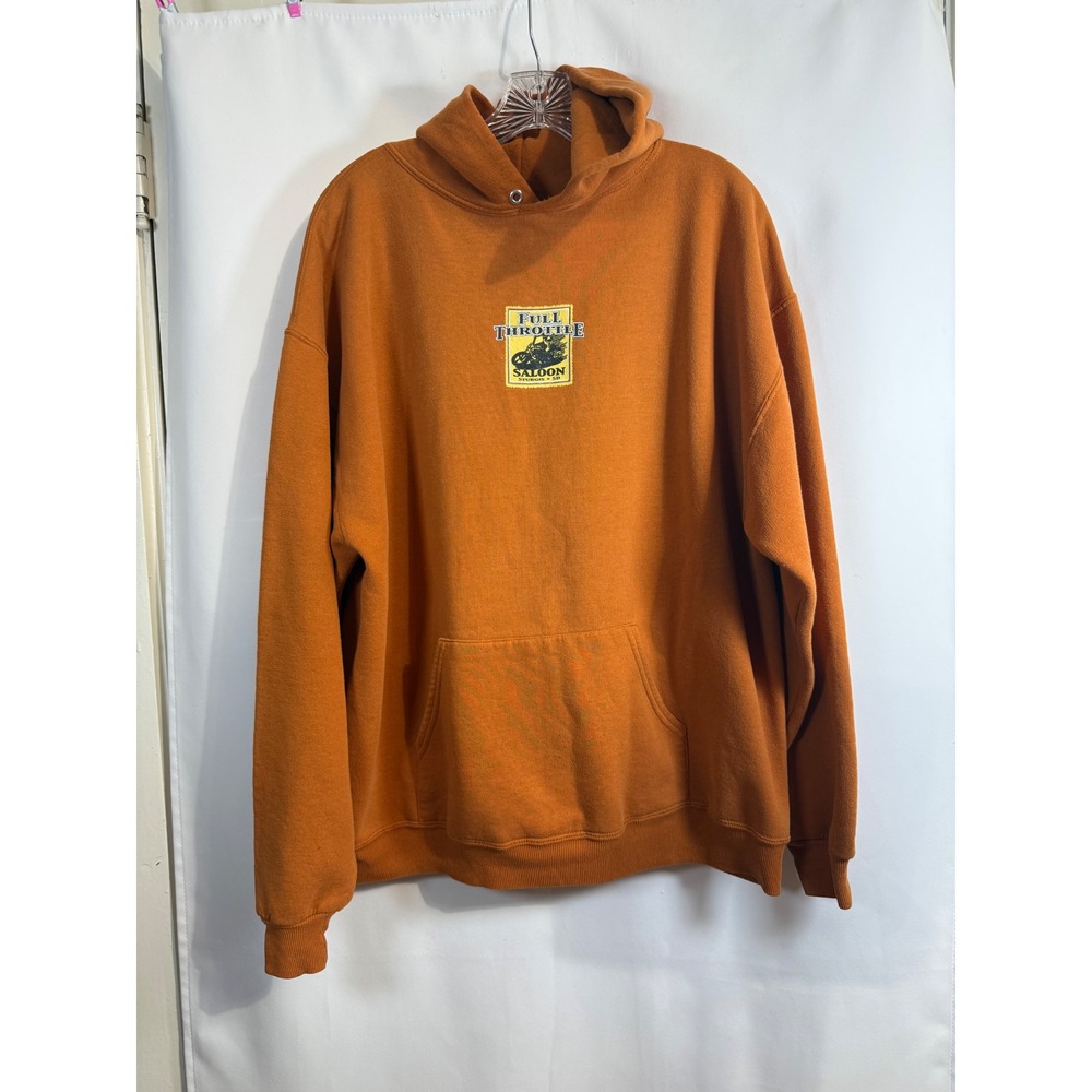 Jerzees Full Throttle Saloon Sturgis SD Biker Hoodie Orange XL